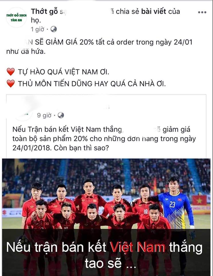 Hàng ăn, spa đến thớt gỗ: Đồng loạt giảm giá mừng thắng lợi U23 Việt Nam